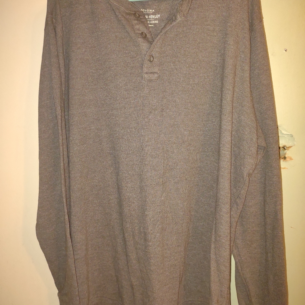 Men's Grey Long Sleeve Sonoma Thermal Henley Size XXL